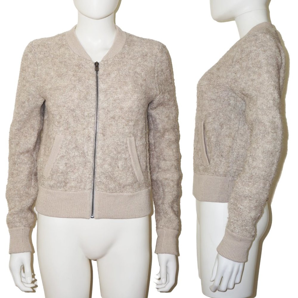 CLUB MONACO Alpaca Zip Up Bomber Cardigan